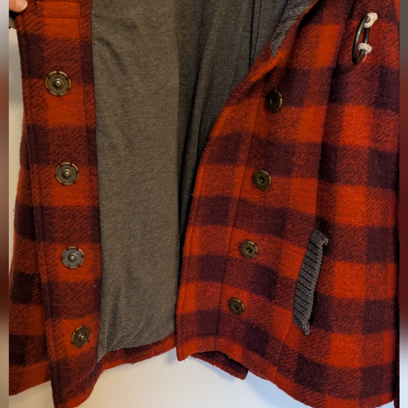 Free People Buffalo Plaid Wool Jacket Coat - Size 0 - Picture 4 of 12